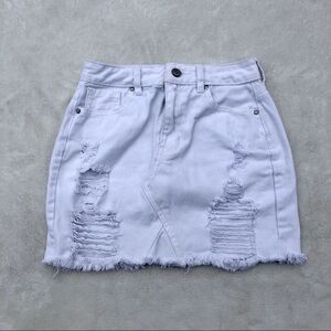 PacSun White Denim Skirt Distressed 100% Cotton Pockets Sz. 23